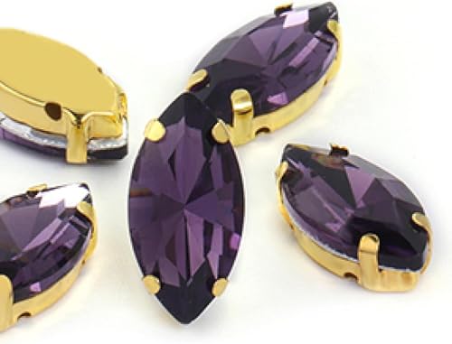 Strasssteine, flache Rückseite, Glas-Strasssteine ​​in Pferdeaugen-/Blattform mit Kralle for Aufnähen von Kristallsteinen, Strass-Diamanten for Kleidung, Nähzubehör(Purple,4X8mm 50pcs) von dvkGKLVq