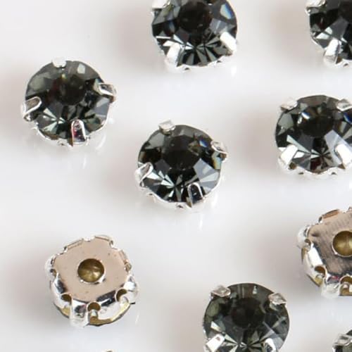 Strasssteine, flache Rückseite, runde Glas-Strasssteine ​​mit Klaue for Aufnähen von Kristallsteinen, Strass-Diamant-Metall-Schnalle for Kleidung(Black Diamond) von dvkGKLVq