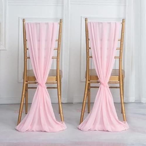 Banquet Chair Decoration Sashes, Stuhlhussen-Schleifen, 10 Stück Chiffon-Stuhlschärpen, Hochzeitsdeko, Fliege, Band, Knotenbezug, Sitzlehnengürtel, Tischläufer, Bankett, Country Party(Pink,70X300CM) von dvnFWKc