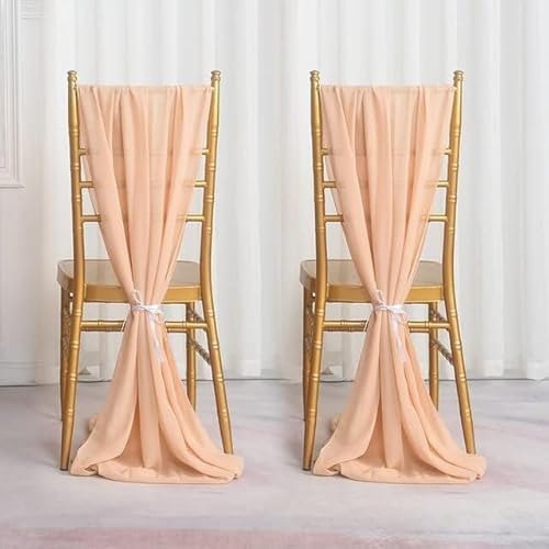 Banquet Chair Decoration Sashes, Stuhlhussen-Schleifen, 10 Stück Chiffon-Stuhlschärpen, Hochzeitsdeko, Fliege, Band, Knotenbezug, Sitzlehnengürtel, Tischläufer, Bankett, Country Party(Peach,30X300CM) von dvnFWKc