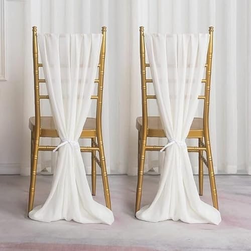 Banquet Chair Decoration Sashes, Stuhlhussen-Schleifen, 10 Stück Chiffon-Stuhlschärpen, Hochzeitsdeko, Fliege, Band, Knotenbezug, Sitzlehnengürtel, Tischläufer, Bankett, Country Party(White,30X300CM) von dvnFWKc