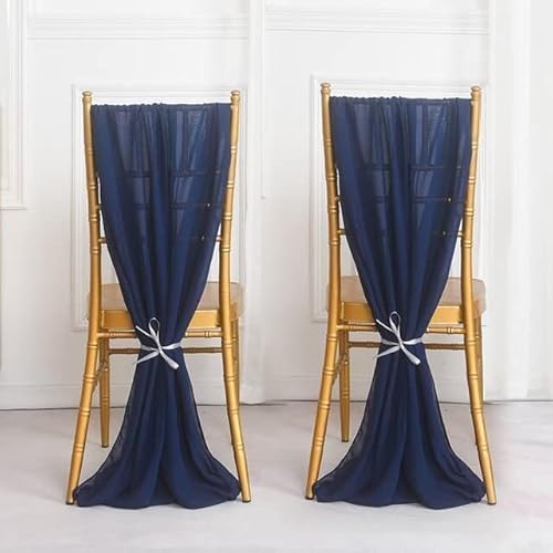 Banquet Chair Decoration Sashes, Stuhlhussen-Schleifen, 10 Stück Chiffon-Stuhlschärpen, Hochzeitsdeko, Fliege, Band, Knotenbezug, Sitzlehnengürtel, Tischläufer, Bankett, Country Party(Navy Blue,50X300 von dvnFWKc