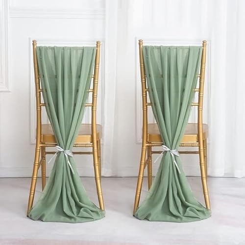 Banquet Chair Decoration Sashes, Stuhlhussen-Schleifen, 10 Stück Chiffon-Stuhlschärpen, Hochzeitsdeko, Fliege, Band, Knotenbezug, Sitzlehnengürtel, Tischläufer, Bankett, Country Party(Sage Green,30X30 von dvnFWKc