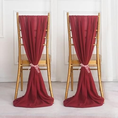 Banquet Chair Decoration Sashes, Stuhlhussen-Schleifen, 10 Stück Chiffon-Stuhlschärpen, Hochzeitsdeko, Fliege, Band, Knotenbezug, Sitzlehnengürtel, Tischläufer, Bankett, Country Party(Wine Red,50X300C von dvnFWKc