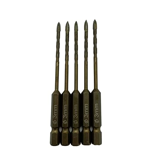 Bohrgerät-Bohrgruppe, 3–12 mm Kreuz-Sechskant-Fliesenbohrer-Set for Glas, Keramik, Beton, Lochöffner, Ziegel, harte Legierung, dreieckiges Bit-Werkzeug-Set(5pcs 3mm) von dvnFWKc