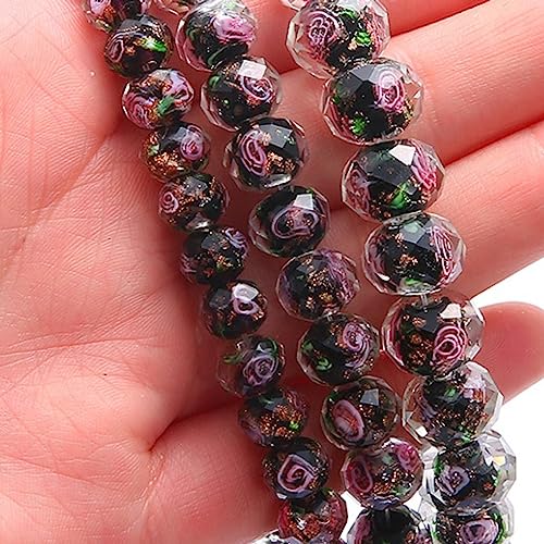 Handicraft beads, Facettierte Kristallperlen, Glasperlen in Lampwork-Blumenform, for die Herstellung von Schmuck, Ohrringen, Halsketten und Armbändern, DIY-Bastelarbeiten, 20 Stück(Black,12mm) von dvnFWKc