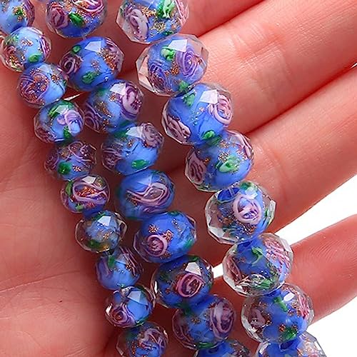 Handicraft beads, Facettierte Kristallperlen, Glasperlen in Lampwork-Blumenform, for die Herstellung von Schmuck, Ohrringen, Halsketten und Armbändern, DIY-Bastelarbeiten, 20 Stück(Dark Blue,10mm) von dvnFWKc