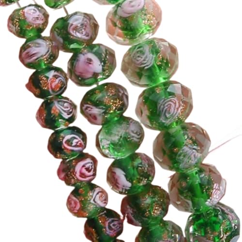 Handicraft beads, Facettierte Kristallperlen, Glasperlen in Lampwork-Blumenform, for die Herstellung von Schmuck, Ohrringen, Halsketten und Armbändern, DIY-Bastelarbeiten, 20 Stück(Green,12mm) von dvnFWKc