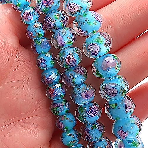 Handicraft beads, Facettierte Kristallperlen, Glasperlen in Lampwork-Blumenform, for die Herstellung von Schmuck, Ohrringen, Halsketten und Armbändern, DIY-Bastelarbeiten, 20 Stück(Light Blue,10mm) von dvnFWKc