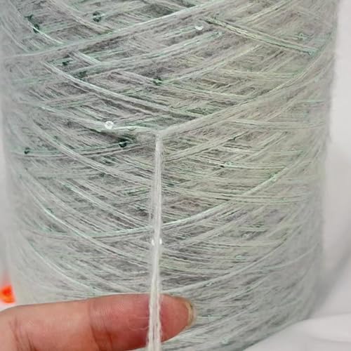 Yarn for Knitting Crocheting Crafting, Mohairgarn mit Pailletten, glänzende Seide, stricken mit Perlen, for Selbermachen, Handarbeiten, Nähen, Basteln, Häkeln, Hemd, Schal, Hut, Garn(Gray green) von dvnFWKc