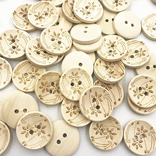 dvnFWKc DIY Buttons for Sewing, Holzknöpfe, 3/4 Zoll, 2 Löcher, Premium-Nähknöpfe for Nähen von Bastelkleidung, Pullovern, dekorative Knöpfe aus Naturholz, Packung mit 50–100 Stück(100 Pcs) von dvnFWKc