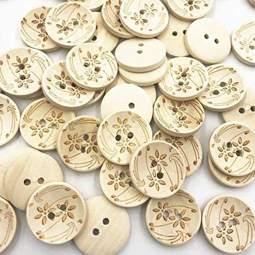 dvnFWKc DIY Buttons for Sewing, Holzknöpfe, 3/4 Zoll, 2 Löcher, Premium-Nähknöpfe for Nähen von Bastelkleidung, Pullovern, dekorative Knöpfe aus Naturholz, Packung mit 50–100 Stück(50 Pcs) von dvnFWKc