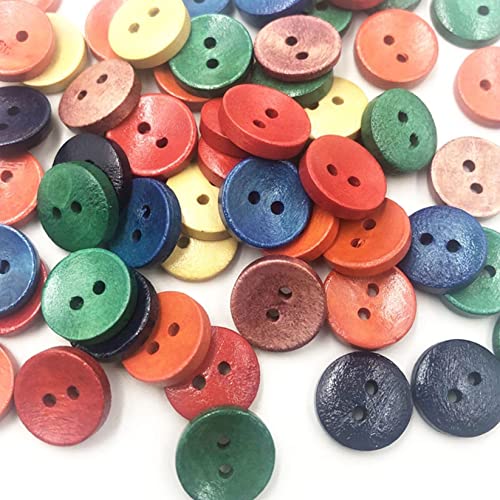 dvnFWKc DIY Buttons for Sewing, Holzknöpfe 5/8 Zoll runde farbige Knöpfe aus Holz handgefertigt Scrapbook Hochzeitsdekoration Nähzubehör runde Knöpfe.(30 Pcs) von dvnFWKc