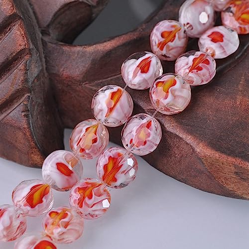 dvnFWKc Handicraft Beads, 10 Stück 14 mm runde Perlen, facettierte Lampwork-Glasperlen, lose Bastelperlen for Basteln, Armbänder, Halsketten, Schmuckherstellung(Pink) von dvnFWKc