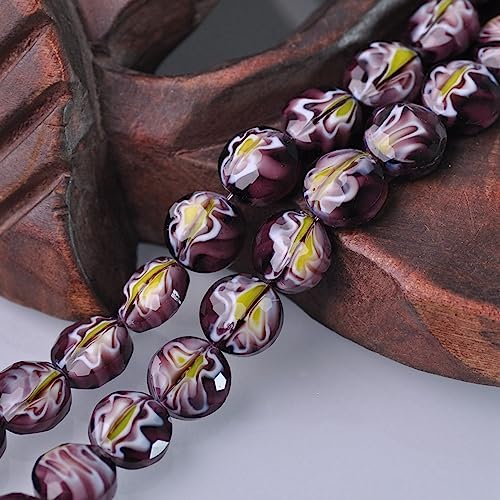 dvnFWKc Handicraft Beads, 10 Stück 14 mm runde Perlen, facettierte Lampwork-Glasperlen, lose Bastelperlen for Basteln, Armbänder, Halsketten, Schmuckherstellung(Purple) von dvnFWKc