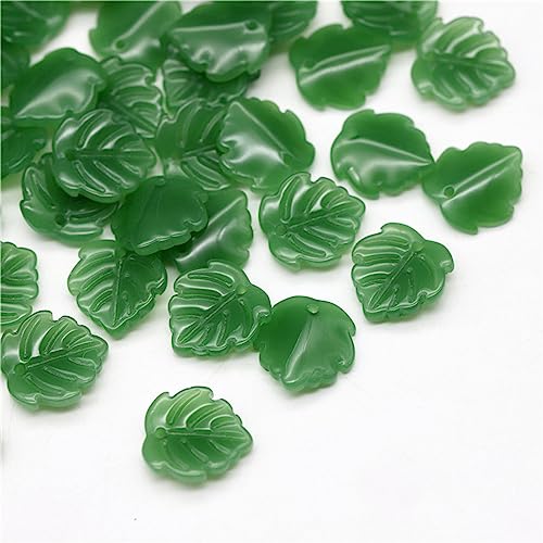 dvnFWKc Handicraft Beads, 10 Stück Blattform lose Perlen for die Schmuckherstellung, handgefertigte Lampwork-Glasperlen, Blattperlen, Anhänger, Charms, DIY-Bastelbedarf(Light Green) von dvnFWKc