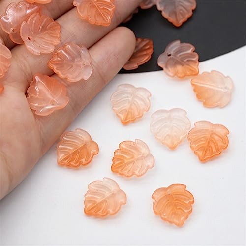 dvnFWKc Handicraft Beads, 10 Stück Blattform lose Perlen for die Schmuckherstellung, handgefertigte Lampwork-Glasperlen, Blattperlen, Anhänger, Charms, DIY-Bastelbedarf(Orange) von dvnFWKc