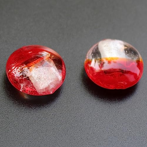 dvnFWKc Handicraft Beads, 10 Stück Bunte Glasperlen, Lampwork-Perlen, rund, flach, lose Abstandsperlen, Charms for Basteln, Basteln, Armbänder, Schlüsselanhänger(Red) von dvnFWKc