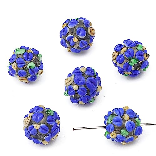 dvnFWKc Handicraft Beads, 10 Stück Lampwork-Blumen-Glasperlen, Bunte Bastelperlen, DIY-Armband, Halskette, Ohrring-Charms, Schmuckherstellung, Dekoration(Dark Blue) von dvnFWKc