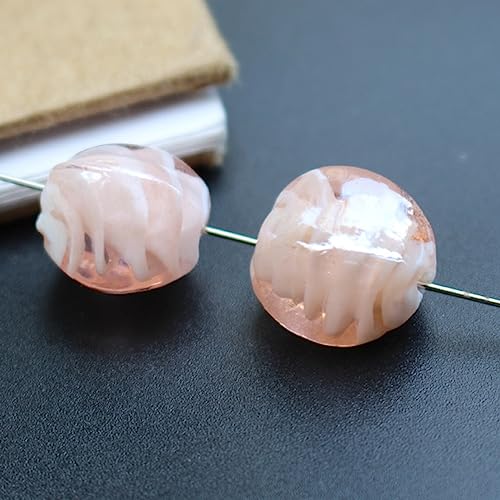 dvnFWKc Handicraft Beads, 10 Stück handgefertigte Lampwork-Glasperlen, Armbandherstellung, Zubehör, Bunte lose Abstandsperlen, DIY, Ohrringe, Basteln, Charms(Pink) von dvnFWKc