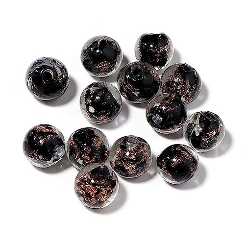 dvnFWKc Handicraft Beads, 20 Stück 8 mm große runde Lampwork-Glasperlen zur Schmuckherstellung, lose Abstandsperlen, Charms, DIY-Bastelarbeiten, Armbänder, Ohrringe(Black) von dvnFWKc