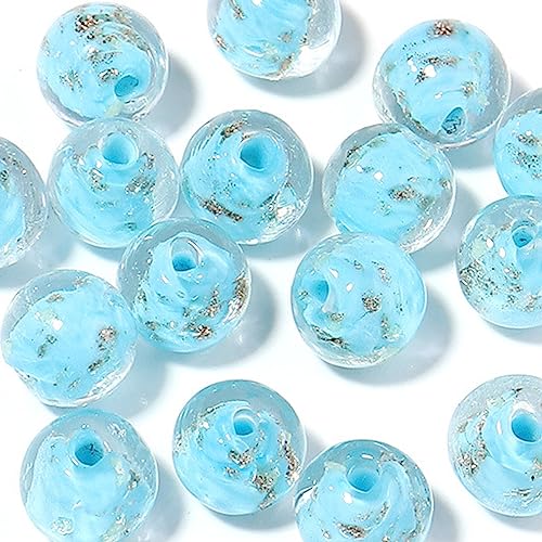 dvnFWKc Handicraft Beads, 20 Stück 8 mm große runde Lampwork-Glasperlen zur Schmuckherstellung, lose Abstandsperlen, Charms, DIY-Bastelarbeiten, Armbänder, Ohrringe(Sky Blue) von dvnFWKc