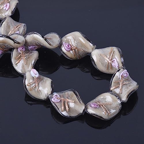 dvnFWKc Handicraft Beads, 20 Stück Blumenglasperlen, handgefertigte Lampwork-Perlen, lose Bastelperlen, Charms for die Armbandherstellung, DIY-Bastelzubehör(Gray) von dvnFWKc