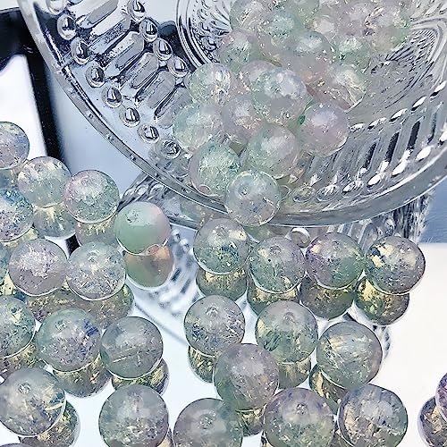 dvnFWKc Handicraft Beads, 20 Stück Crackle Lampwork-Glasperlen, runde Perlen, 10 mm, lose Abstandsperlen, Charms for die Herstellung von Armbändern, handgefertigte Basteldekorationen(Light Green) von dvnFWKc