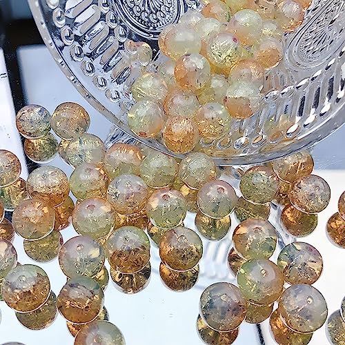 dvnFWKc Handicraft Beads, 20 Stück Crackle Lampwork-Glasperlen, runde Perlen, 10 mm, lose Abstandsperlen, Charms for die Herstellung von Armbändern, handgefertigte Basteldekorationen(Orange) von dvnFWKc