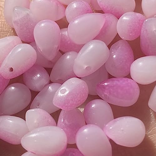 dvnFWKc Handicraft Beads, 20 Stück Glasperlen in Tropfenform, Anhänger aus Lampwork-Perlen for Auffädeln von Schmuck, Basteln, Ohrringen und Halsketten(Pink) von dvnFWKc