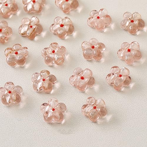 dvnFWKc Handicraft Beads, 20 Stück Lampwork-Glasperlen mit Blumenmotiv, Bunte Abstandshalter, lose Perlen for Armbänder, Halsketten, Ohrringe, Schmuckherstellung(Pink,15x8mm) von dvnFWKc