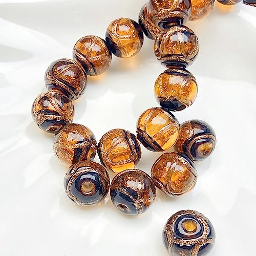 dvnFWKc Handicraft Beads, 20 Stück Retro-Perlen, runde lose Perlen, Bastelperlen, Goldsand, Lampwork-Glasperlen for Herstellen von Armbändern, Halsketten und Ohrringen(Orange) von dvnFWKc