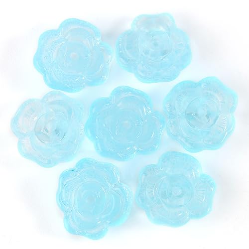 dvnFWKc Handicraft Beads, 20 Stück Rosenform-Glasperlen, Lampwork-Perlen, Blumen, lose Abstandsperlen for die Schmuckherstellung, Basteln, Dekor, DIY-Armbänder(Blue) von dvnFWKc