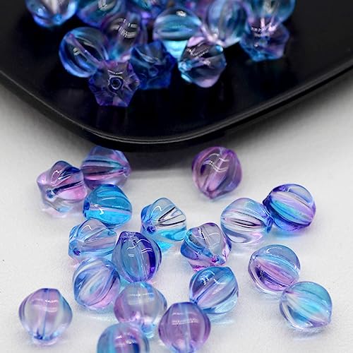 dvnFWKc Handicraft Beads, 200 Stück Bunte lose Perlen for die Armbandherstellung, 8 mm, Lampwork-Glasperlen, DIY-Bastelarbeiten, Ohrring- und Schlüsselbandzubehör(Purple Blue) von dvnFWKc