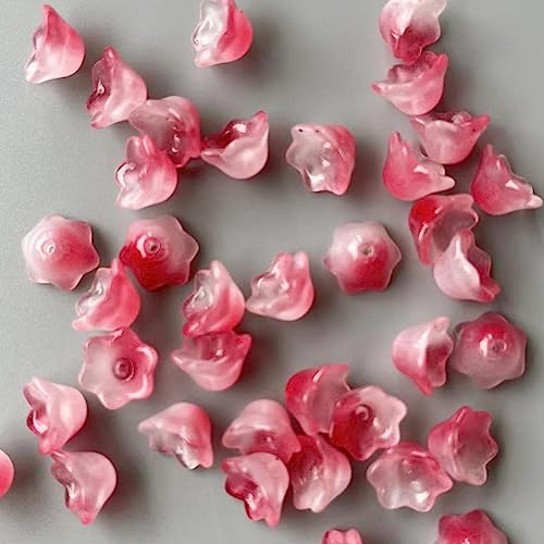 dvnFWKc Handicraft Beads, 30 Stück Bunte Blumen-Lampwork-Perlen for Basteln, Trompetenblumenform, Glasperlen, Schmuckherstellung, Fundstücke, DIY-Armbänder(Pink) von dvnFWKc