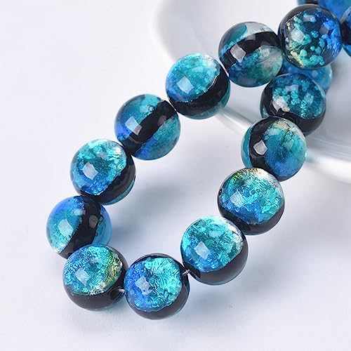 dvnFWKc Handicraft Beads, 5 Stück runde Glasperlen, beidseitig, handgefertigt, Lampwork-Glas, lose Abstandsperlen for Selbermachen, Basteln, Armbänder, Schmuckherstellung(Light Blue) von dvnFWKc