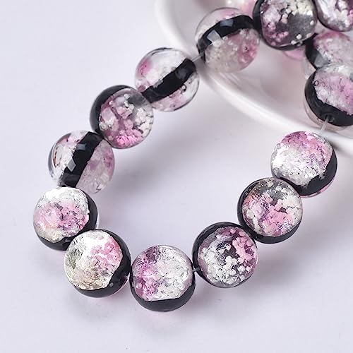 dvnFWKc Handicraft Beads, 5 Stück runde Glasperlen, beidseitig, handgefertigt, Lampwork-Glas, lose Abstandsperlen for Selbermachen, Basteln, Armbänder, Schmuckherstellung(Pink) von dvnFWKc