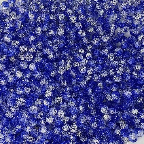 dvnFWKc Handicraft Beads, 500 Stück Crackle-Lampwork-Glasperlen, bunt, rund, lose Perlen, Großpackung for Basteln, Armband, Schmuckherstellung, handgefertigtes Geschenk(Navy Blue) von dvnFWKc