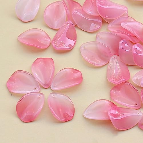 dvnFWKc Handicraft Beads, Blütenblatt-Perlen, Blumenperlen, Lampwork-Glasperlen, lose Perlen zur Schmuckherstellung, DIY, handgefertigtes Kunsthandwerk, Blumenfunde, 10 Stück(Pink) von dvnFWKc