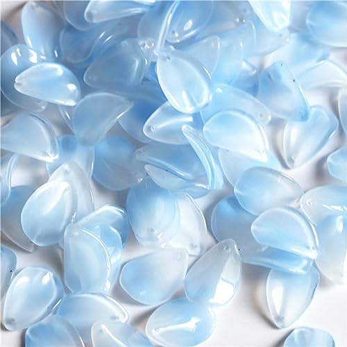 dvnFWKc Handicraft Beads, Blütenblatt-Perlen, Blumenperlen, Lampwork-Glasperlen, lose Perlen zur Schmuckherstellung, DIY, handgefertigtes Kunsthandwerk, Blumenfunde, 10 Stück(Sky Blue) von dvnFWKc