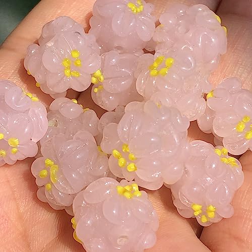 dvnFWKc Handicraft Beads, Bunte Lampwork-Blumen-Glasperlen, Bastel-Abstandhalter-Perlen for die Schmuckherstellung, handgefertigtes DIY-Armband, Halsketten-Zubehör(Pink,10pcs) von dvnFWKc