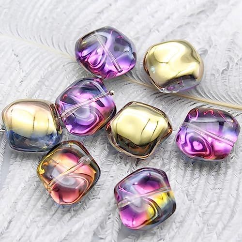 dvnFWKc Handicraft Beads, Lampwork-Glasperlen zur Schmuckherstellung, unregelmäßige Edelsteine, lose Abstandsperlen, DIY-Armbandanhänger, Schmuckherstellung, 50 Stück(Purple) von dvnFWKc