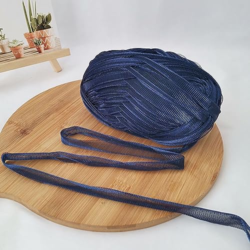 dvnFWKc Yarn for Knitting Crocheting Crafting, 100 g Metallic-Garn, T-Shirt, hohles Netz, glänzender Stoff for Stricken, Häkeln, Fäden, DIY-Geldbörse, Handtasche, funkelnd, metallisiert(Navy Blue) von dvnFWKc