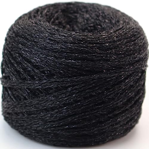 dvnFWKc Yarn for Knitting Crocheting Crafting, 100 g feines Gold-Silber-Metallic-Garn, Funkelnde Häkelfäden, metallisierte Garne for Handstricken, DIY-Handarbeiten, Häkeln(Black) von dvnFWKc