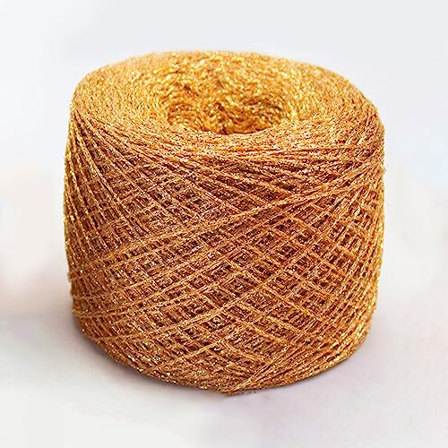 dvnFWKc Yarn for Knitting Crocheting Crafting, 100 g feines Gold-Silber-Metallic-Garn, Funkelnde Häkelfäden, metallisierte Garne for Handstricken, DIY-Handarbeiten, Häkeln(Gold) von dvnFWKc