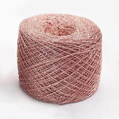 dvnFWKc Yarn for Knitting Crocheting Crafting, 100 g feines Gold-Silber-Metallic-Garn, Funkelnde Häkelfäden, metallisierte Garne for Handstricken, DIY-Handarbeiten, Häkeln(Light pink) von dvnFWKc