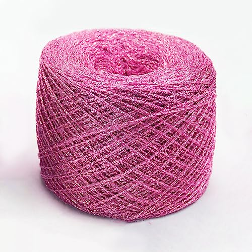 dvnFWKc Yarn for Knitting Crocheting Crafting, 100 g feines Gold-Silber-Metallic-Garn, Funkelnde Häkelfäden, metallisierte Garne for Handstricken, DIY-Handarbeiten, Häkeln(Pink) von dvnFWKc