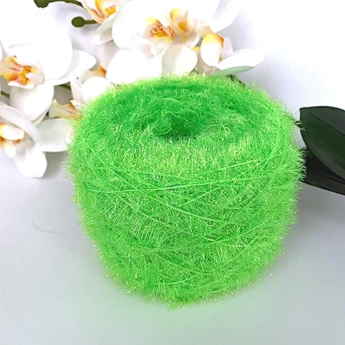 dvnFWKc Yarn for Knitting Crocheting Crafting, 100G Glasseide Wolle Hand Strickgarn Ausgefallener Wimpernfaden DIY Handarbeit Puppe Pullover Hut Tasche Herstellung Häkellinie(Green) von dvnFWKc