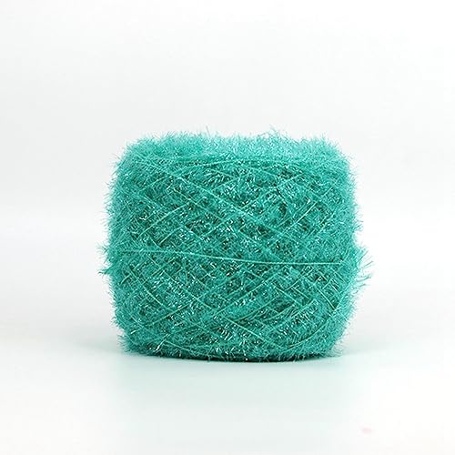 dvnFWKc Yarn for Knitting Crocheting Crafting, 100G Glasseide Wolle Hand Strickgarn Ausgefallener Wimpernfaden DIY Handarbeit Puppe Pullover Hut Tasche Herstellung Häkellinie(Lake Blue) von dvnFWKc