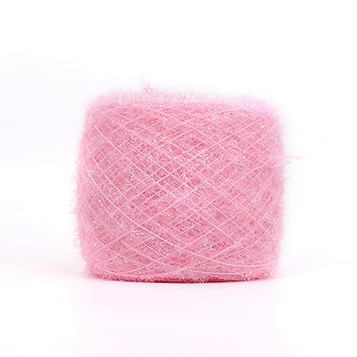 dvnFWKc Yarn for Knitting Crocheting Crafting, 100G Glasseide Wolle Hand Strickgarn Ausgefallener Wimpernfaden DIY Handarbeit Puppe Pullover Hut Tasche Herstellung Häkellinie(Pink) von dvnFWKc